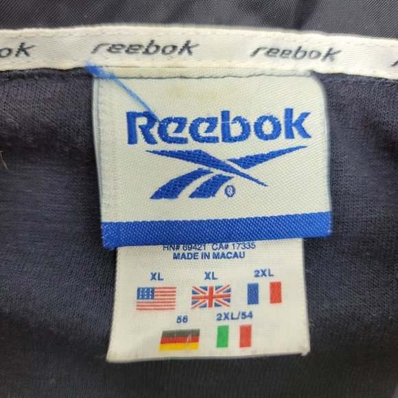 Reebok Mens Windbreaker Jacket Spellout Logo Blue White Stripes Size XL - Picture 6 of 9